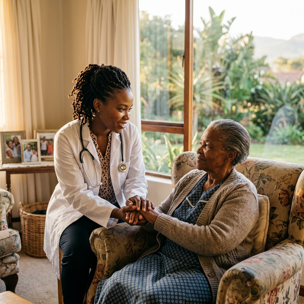 Doctor providing compassionate elder care
